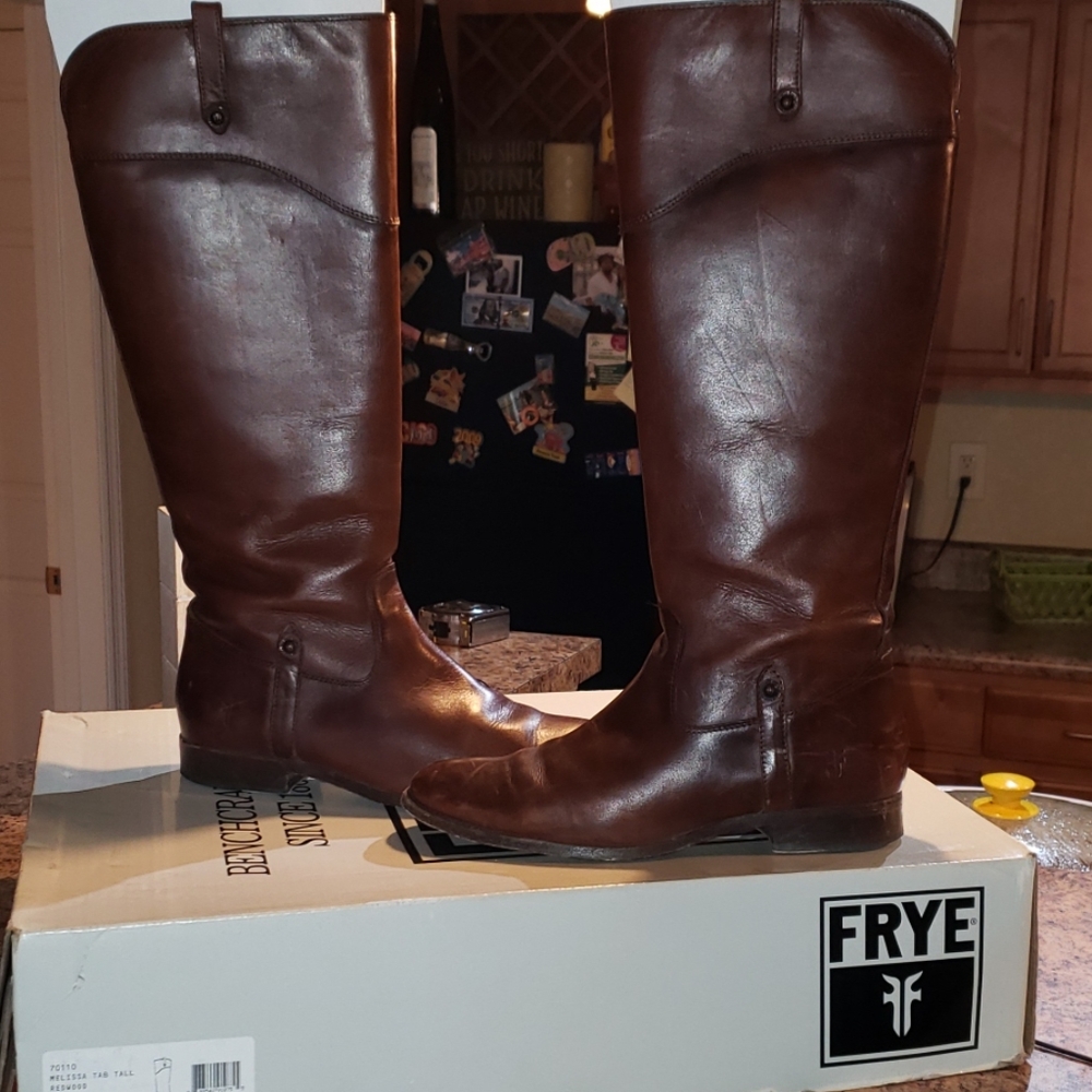 Frye Brown Leather Combat Boots